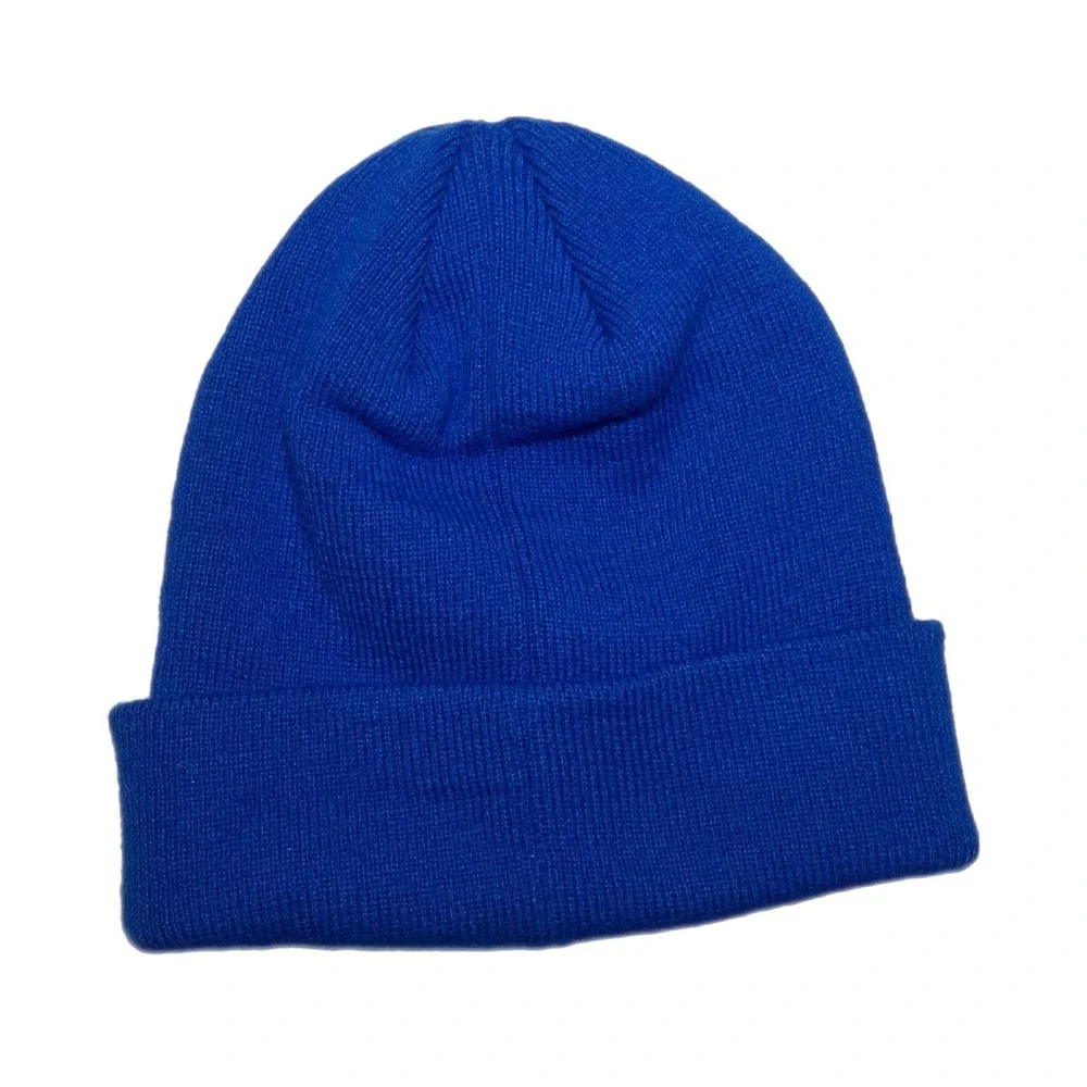 Youth Nike Embroidered Swoosh Logo Blue Acrylic Cuffed Beanie Knit‎ Hat Cap